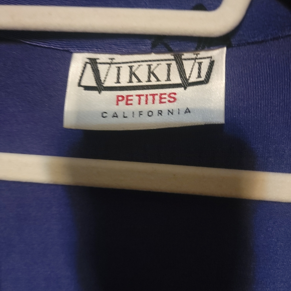 Vintage Petites Vikki Vi Abstract Open Front Blue Sweater Sz 14P - Picture 4 of 8
